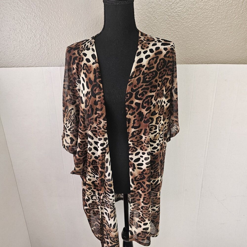 Myesper Apparel California Animal Print Kimono Sz Large Open Made In USA U438